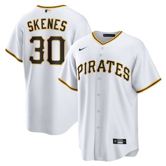 Men%27s Pittsburgh Pirates #30 Paul Skenes Nike White Home Replica Player Jersey